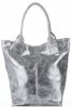 Kožené kabelka shopper bag Vittoria Gotti stříbrná V6141